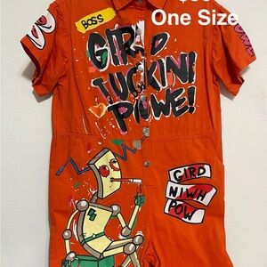 Orange Graphic Jumpsuit